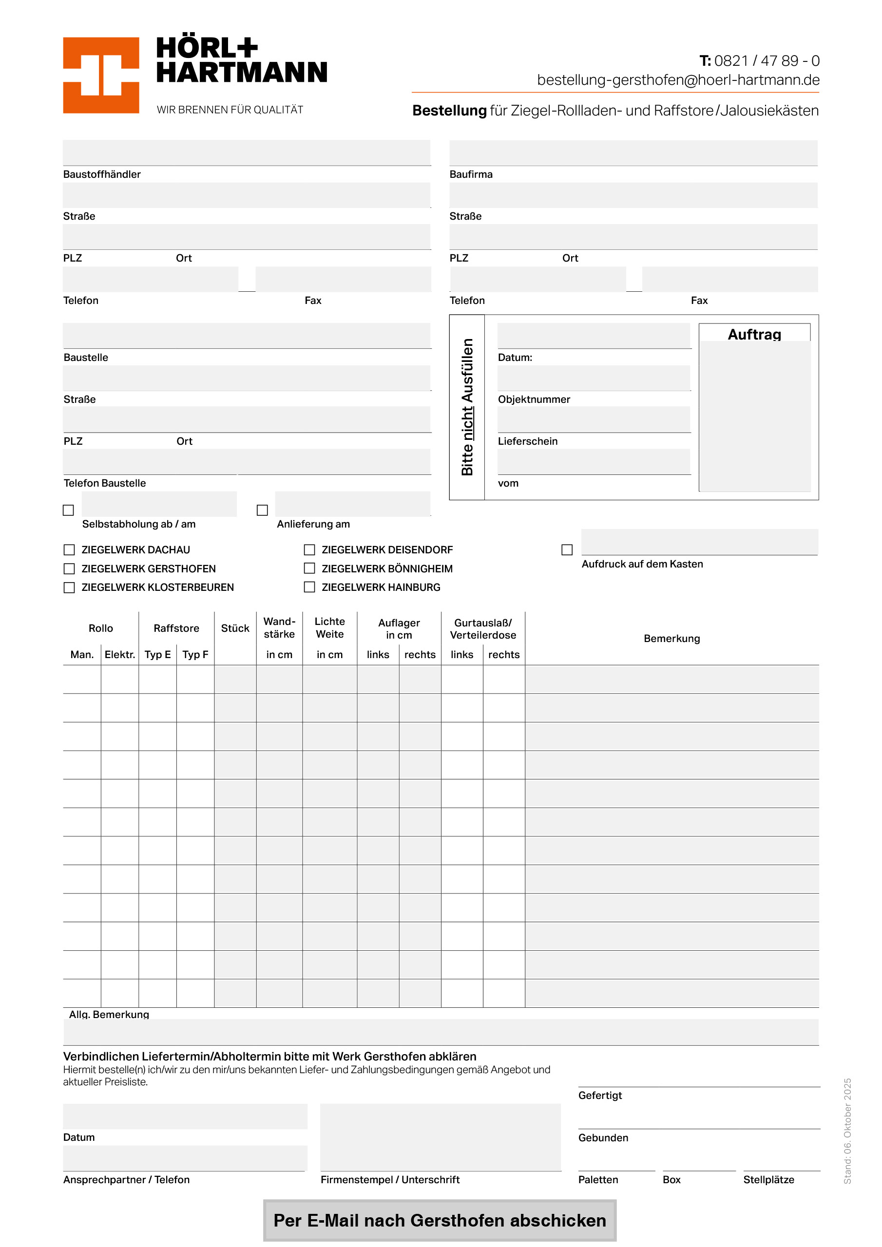 Hörl+Hartmann Preisliste Nord 2026